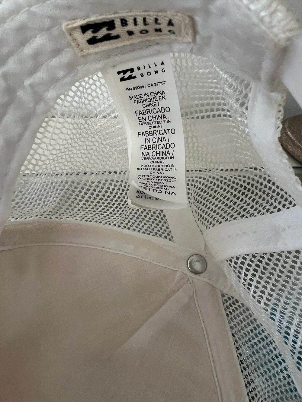 Billabong White & Cream Mesh Trucker Hat